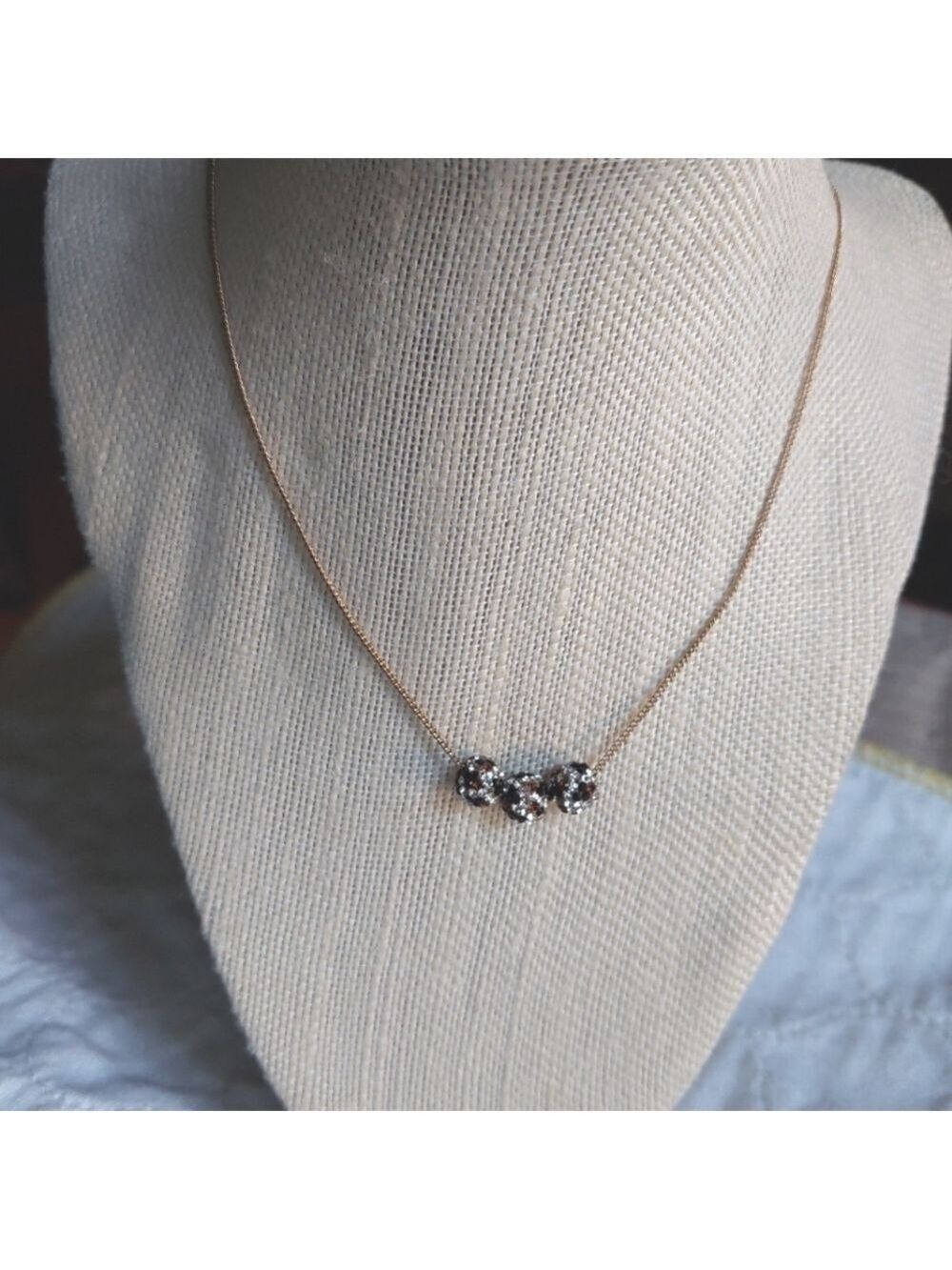 Vintage Avon Mark Collection 3-Tone Crystal Bead Pendant Necklace